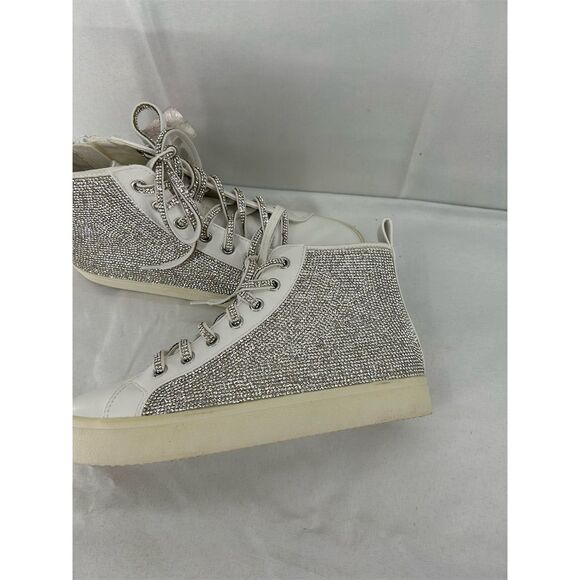 Steve Madden Bondi Women's High Top Sneakers White Rhinestones Size 7 NWT - Picture 2 of 10